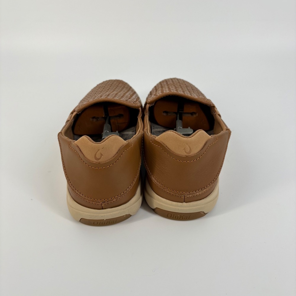 OluKai Lae'ahi Li 'Ili Slip On Mens 9.5 Brown Woven Leather Sneakers Fox - Picture 8 of 9